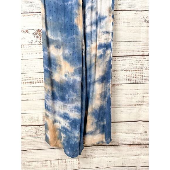 Blue Blush Women's Wide Slit Leg Opening Strapless Jumpsuit Tan Blue Medium - Picture 7 of 10